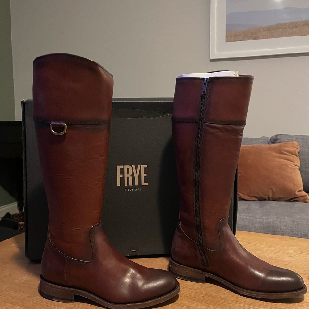 Frye Brown Leather Riding Boots Jayden D Ring